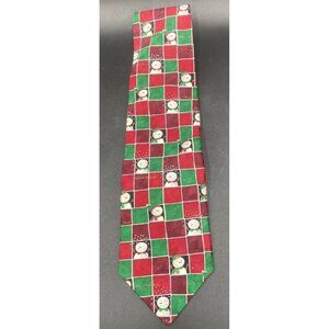 Hallmark Mens Neck Tie Christmas Snowman Red Green Novelty Holidays 56" Gift